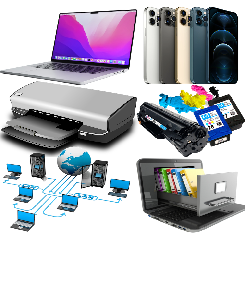 ordenadores, móviles, toners, impresoras, instalacón de redes, digitalización de documentos